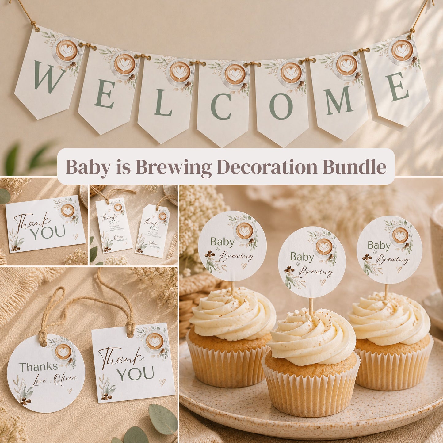 Baby Shower Decoration Bundle - Baby is Brewing