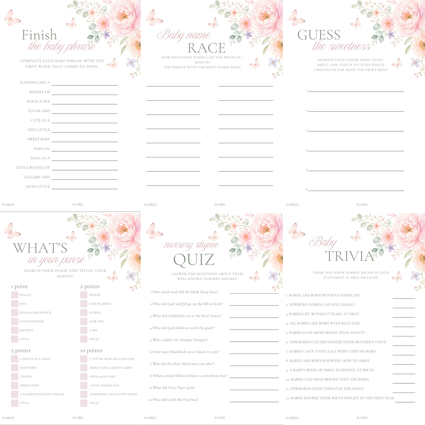 Baby in Bloom - 30 Baby Shower Games Bundle