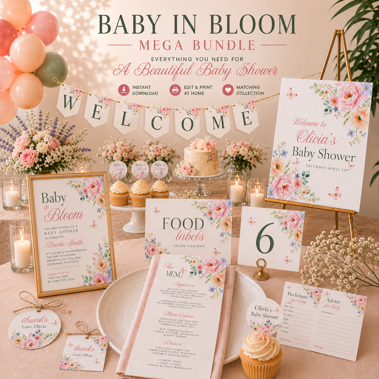 Baby in Bloom - Baby Shower Mega Bundle