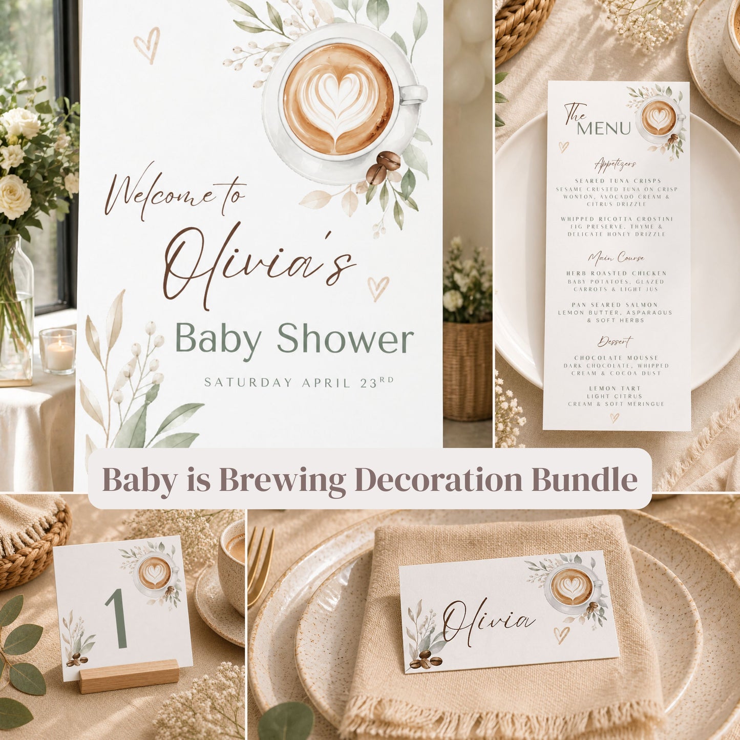 Baby Shower Decoration Bundle - Baby is Brewing