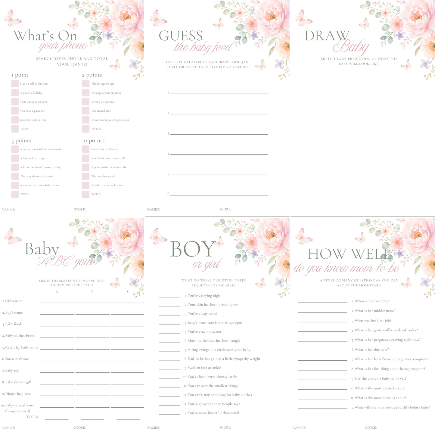 Baby in Bloom - 30 Baby Shower Games Bundle