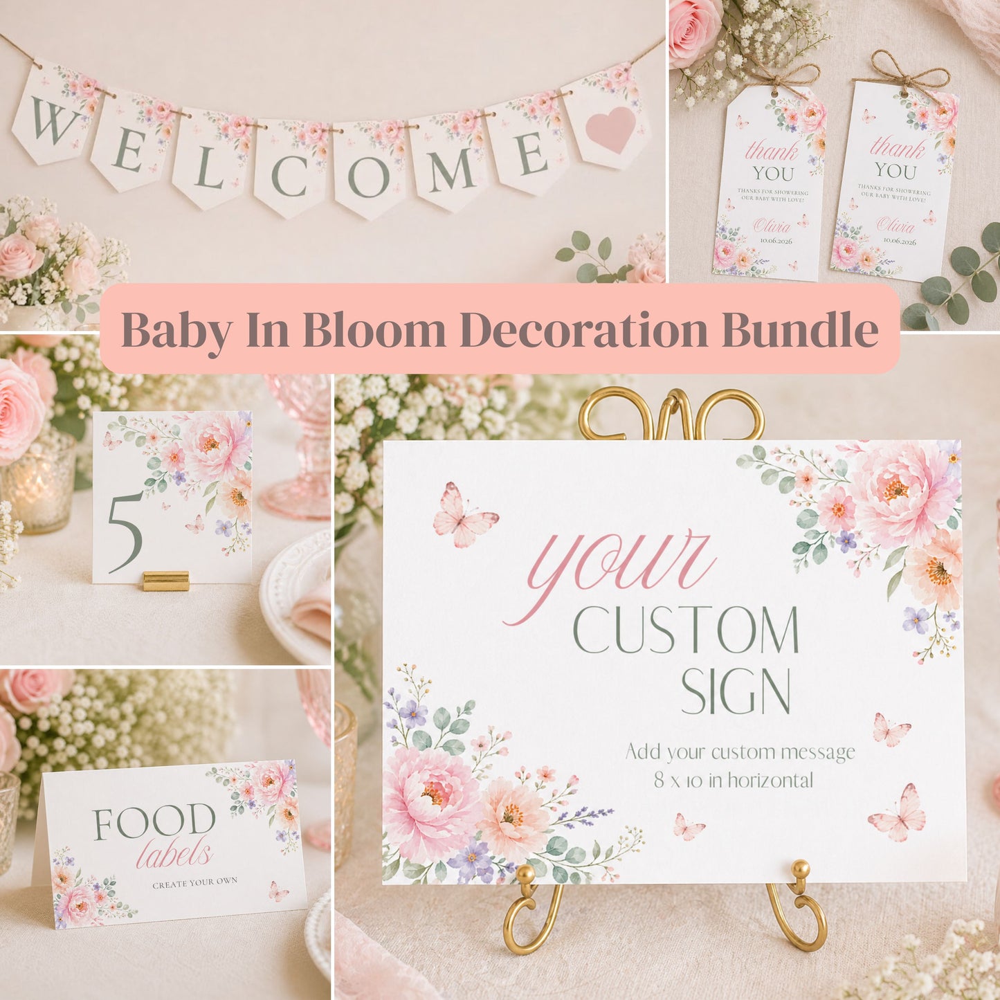 Baby in Bloom - Baby Shower Decoration Bundle