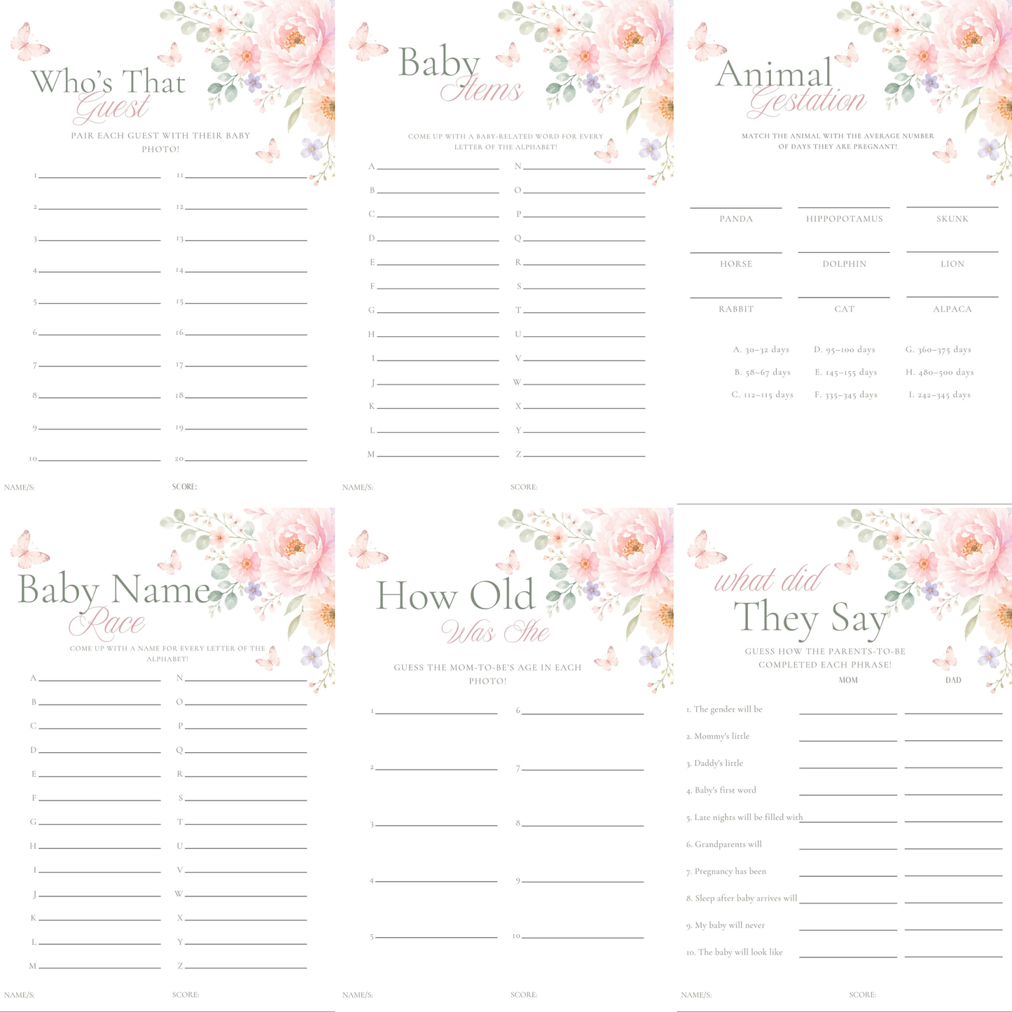 Baby in Bloom - 30 Baby Shower Games Bundle