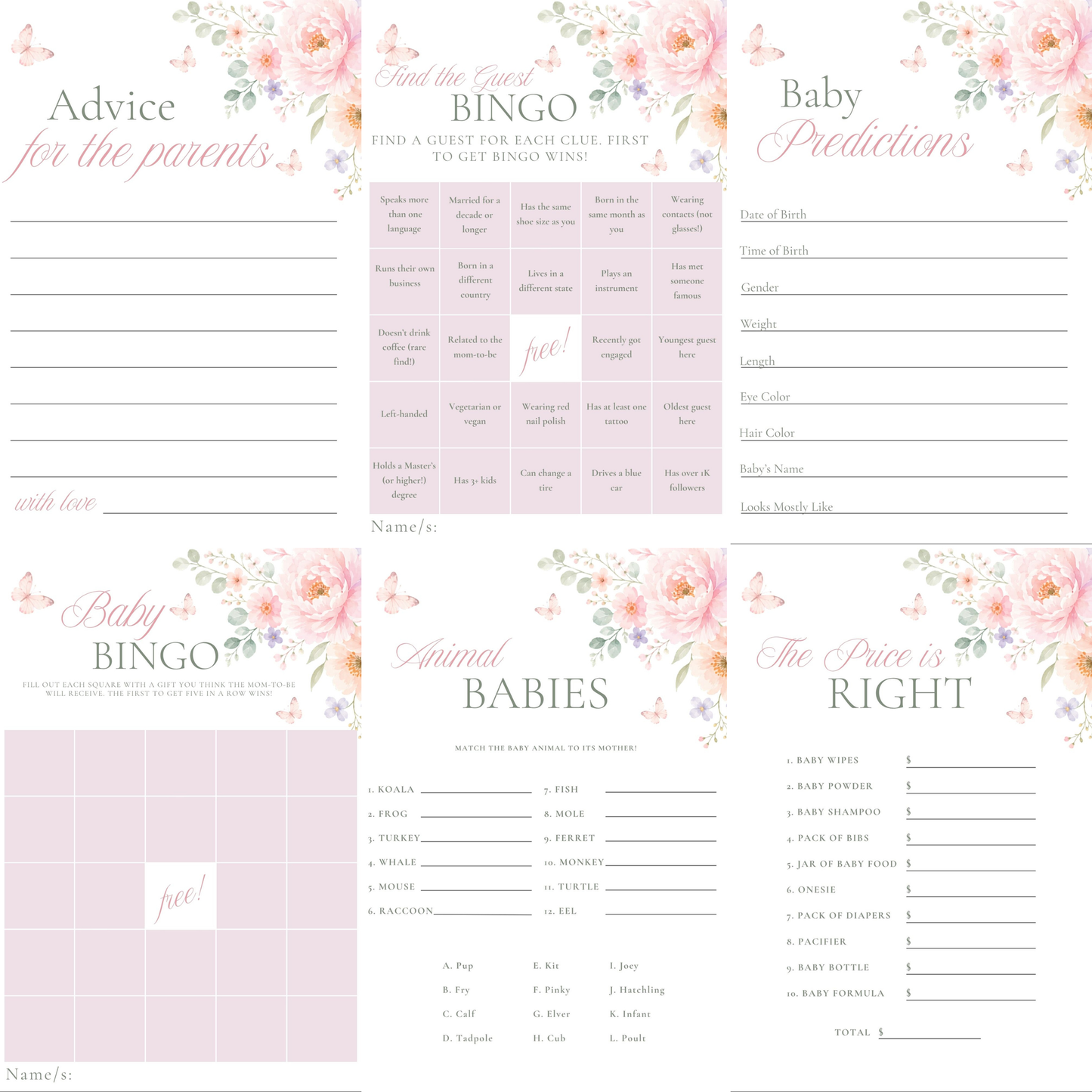 Baby in Bloom - 30 Baby Shower Games Bundle