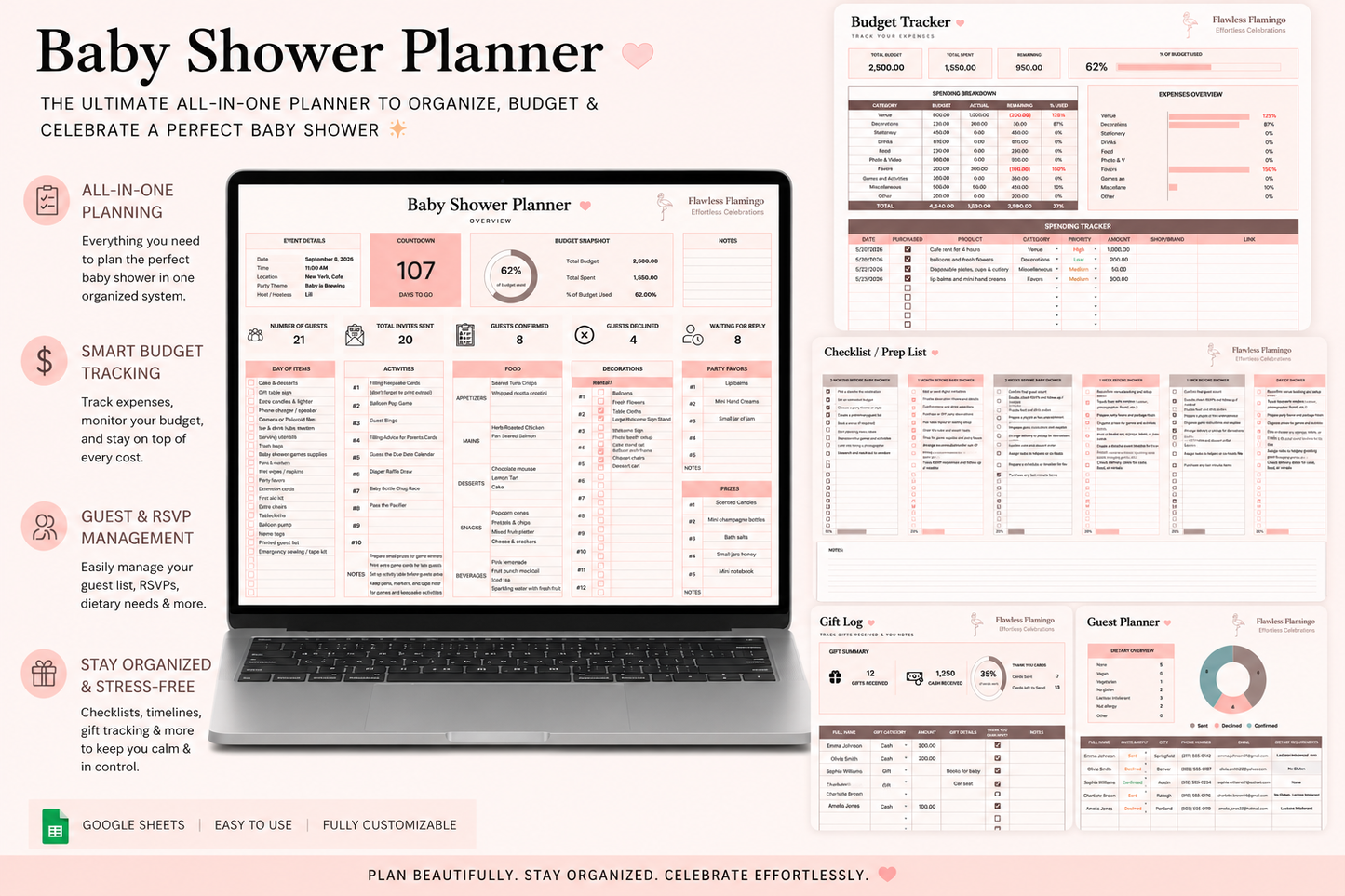 Baby Shower Planner and Budget - Google Sheets Template