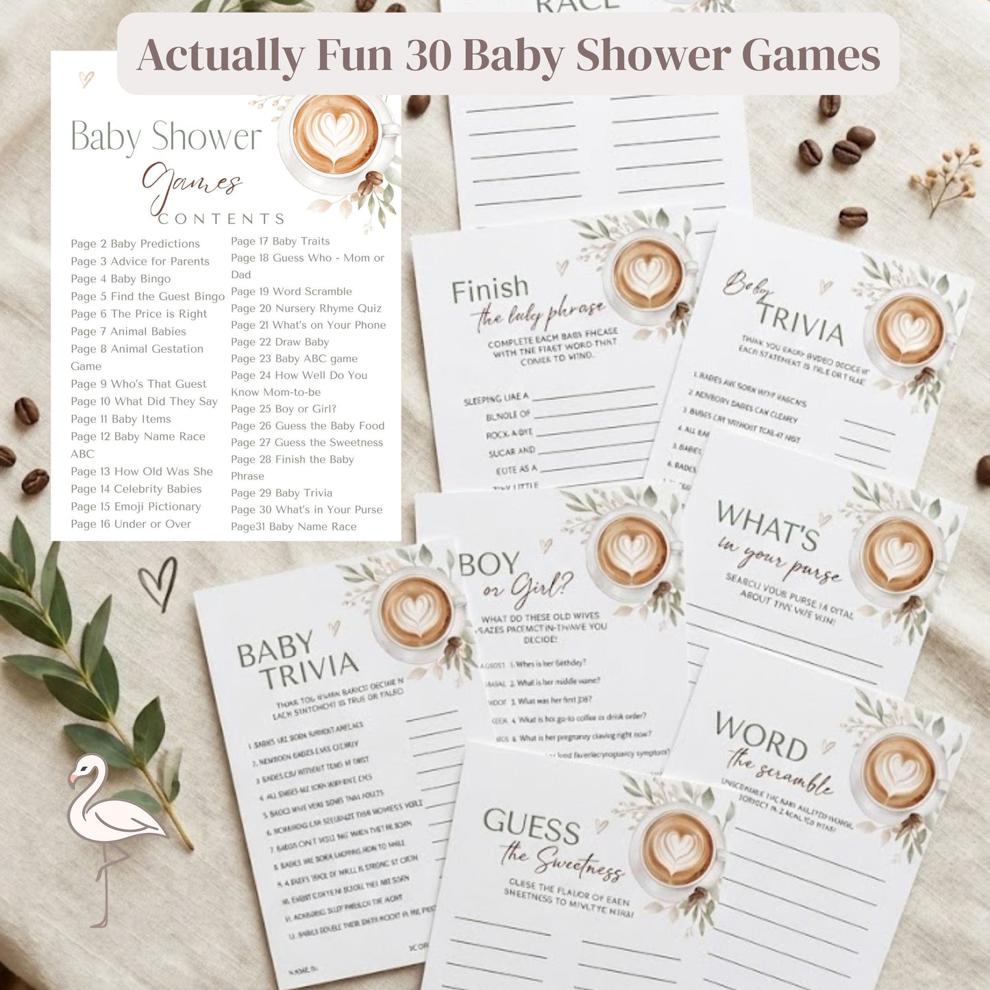 Baby Shower 30 GAMES Bundle - Baby is Brewing