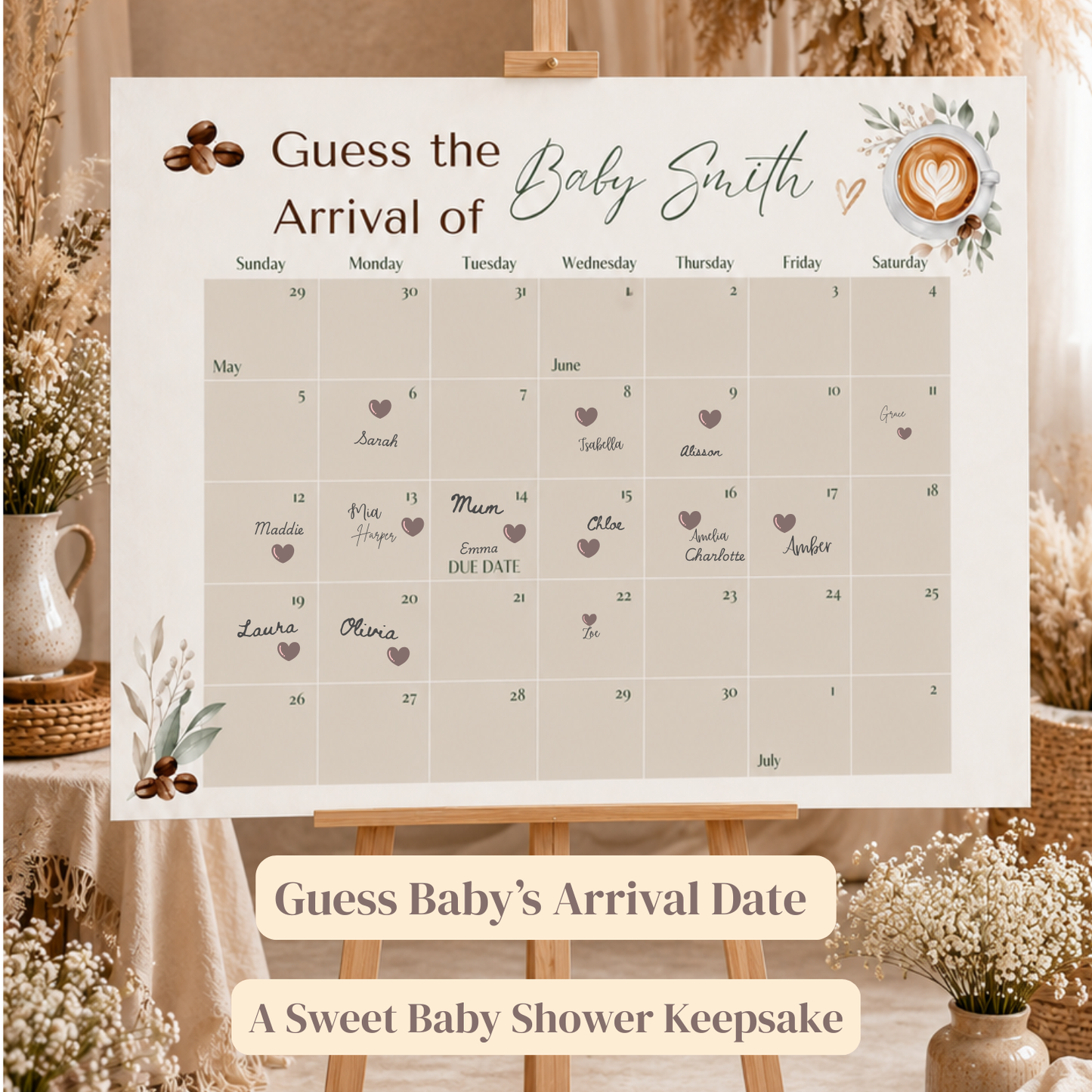 Baby is Brewing - Guess the Due Date Calendar