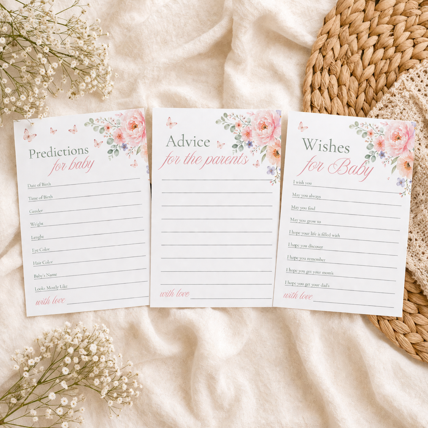 Baby in Bloom - Baby Shower Keepsake Cards Set