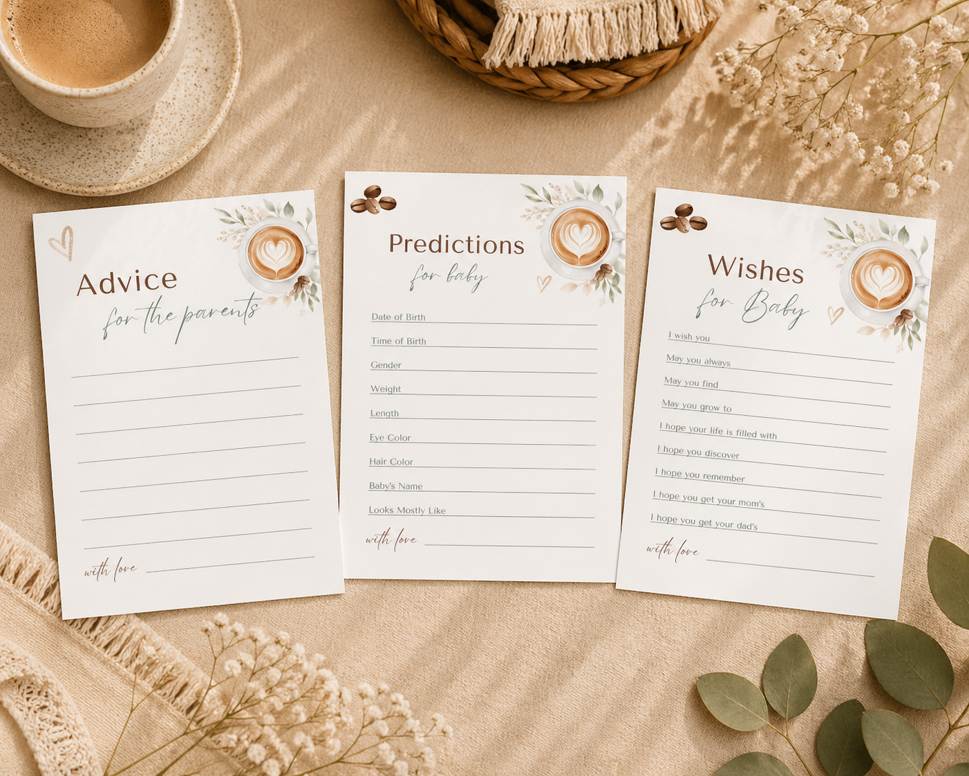 Baby is Brewing - Baby Shower Keepsake Cards Set