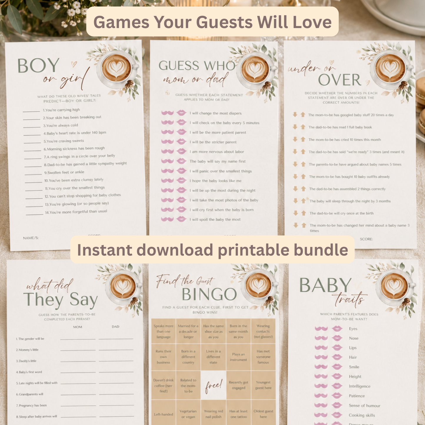 Baby Shower 30 GAMES Bundle - Baby is Brewing