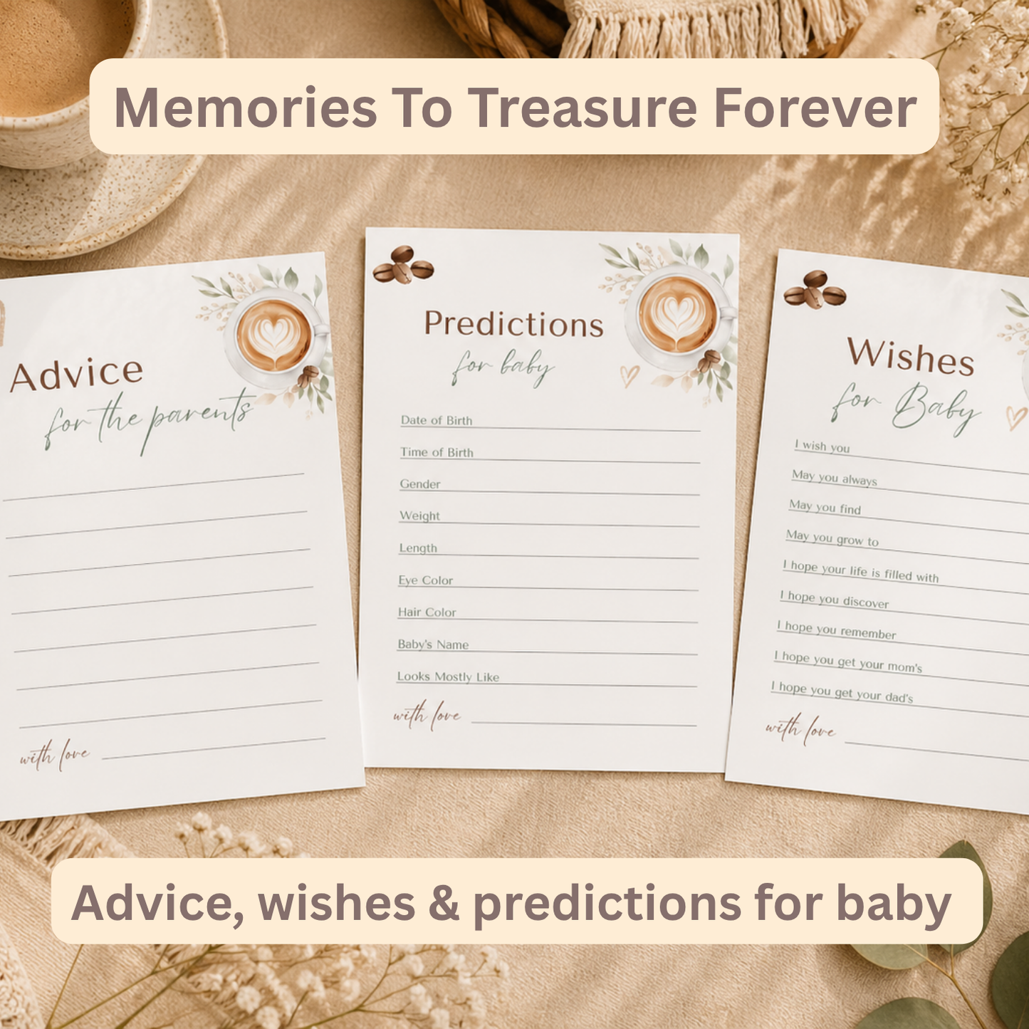 Baby is Brewing - Baby Shower Keepsake Cards Set