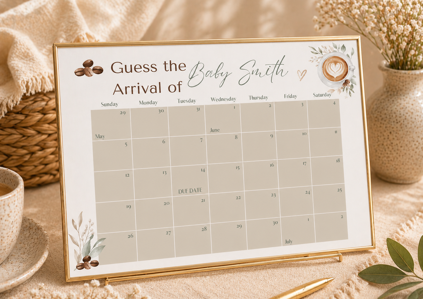 Baby is Brewing - Guess the Due Date Calendar