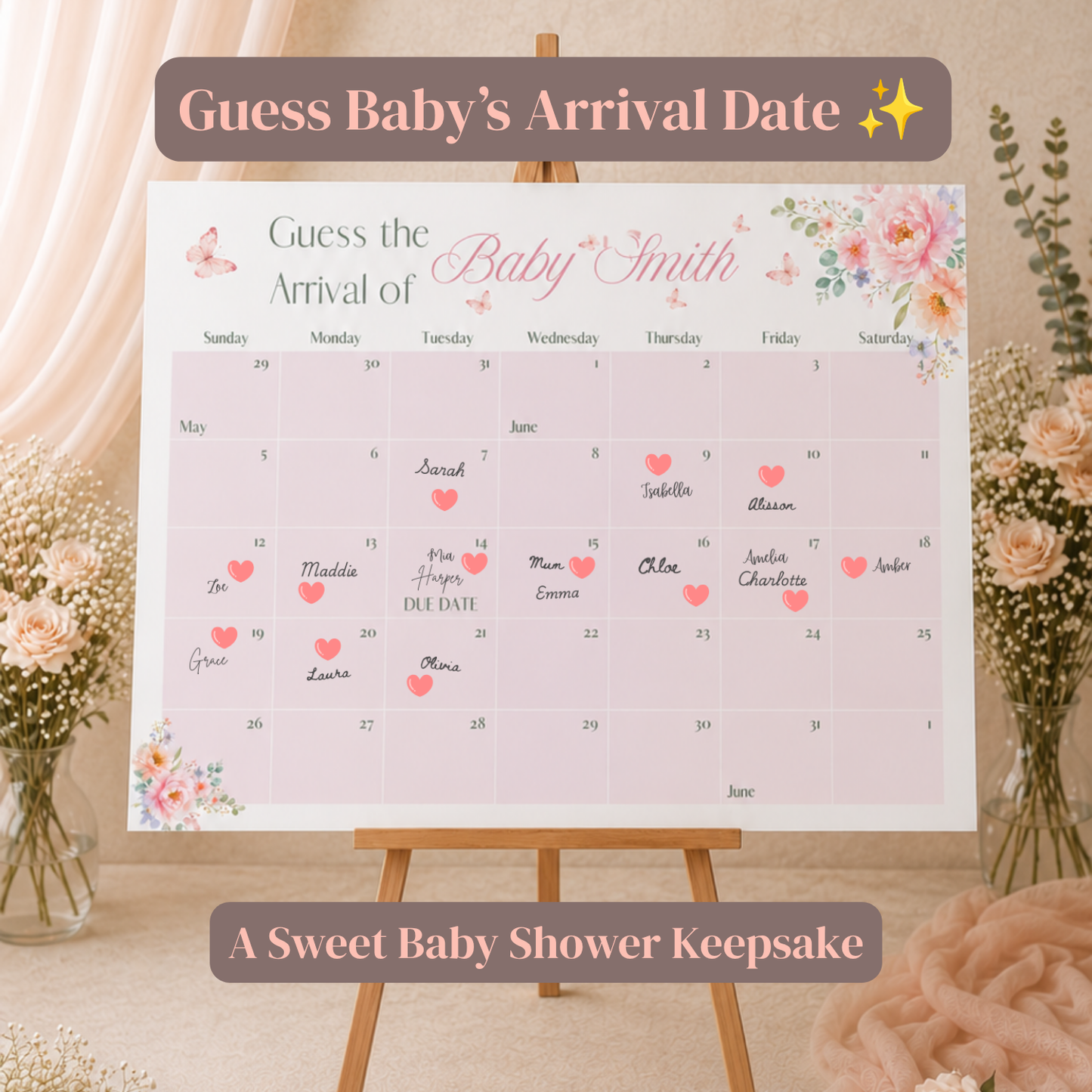 Baby in Bloom - Guess the Due Date Calendar