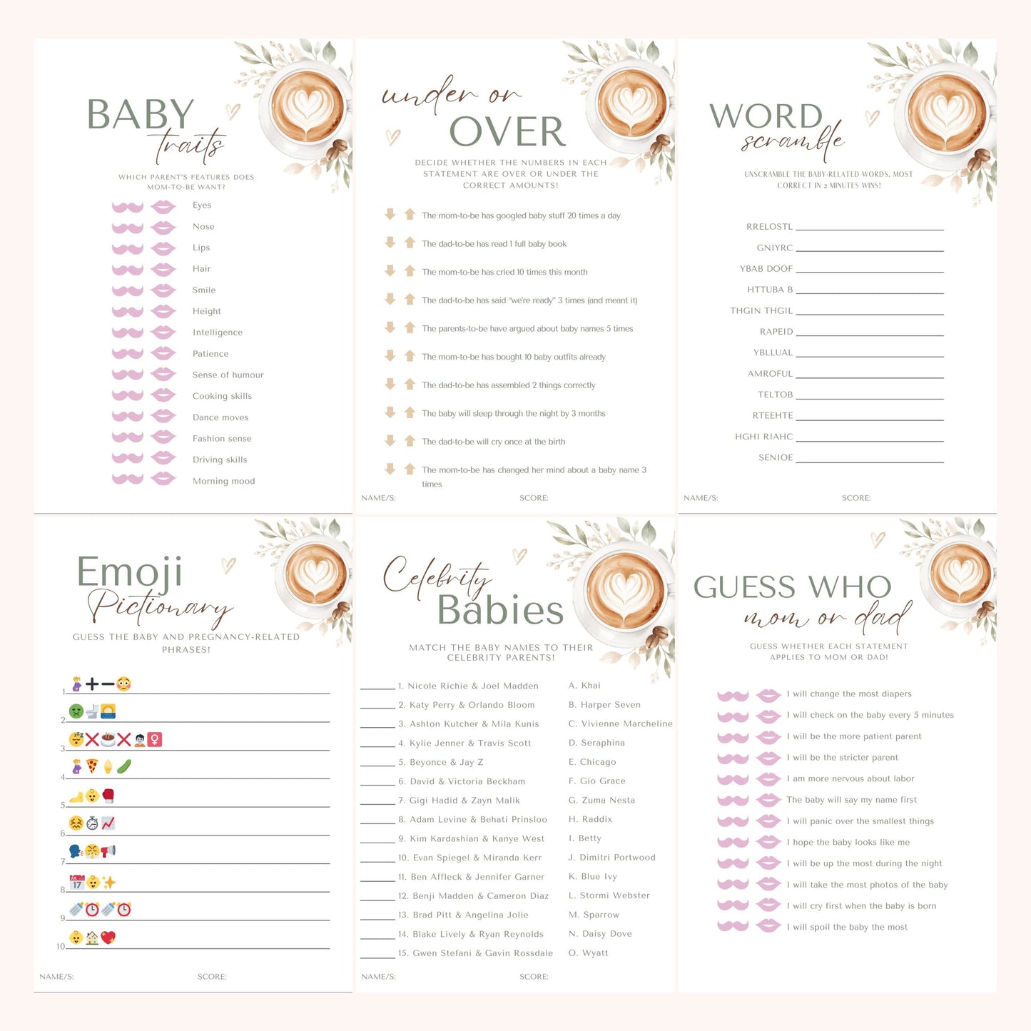 Baby Shower 30 GAMES Bundle - Baby is Brewing