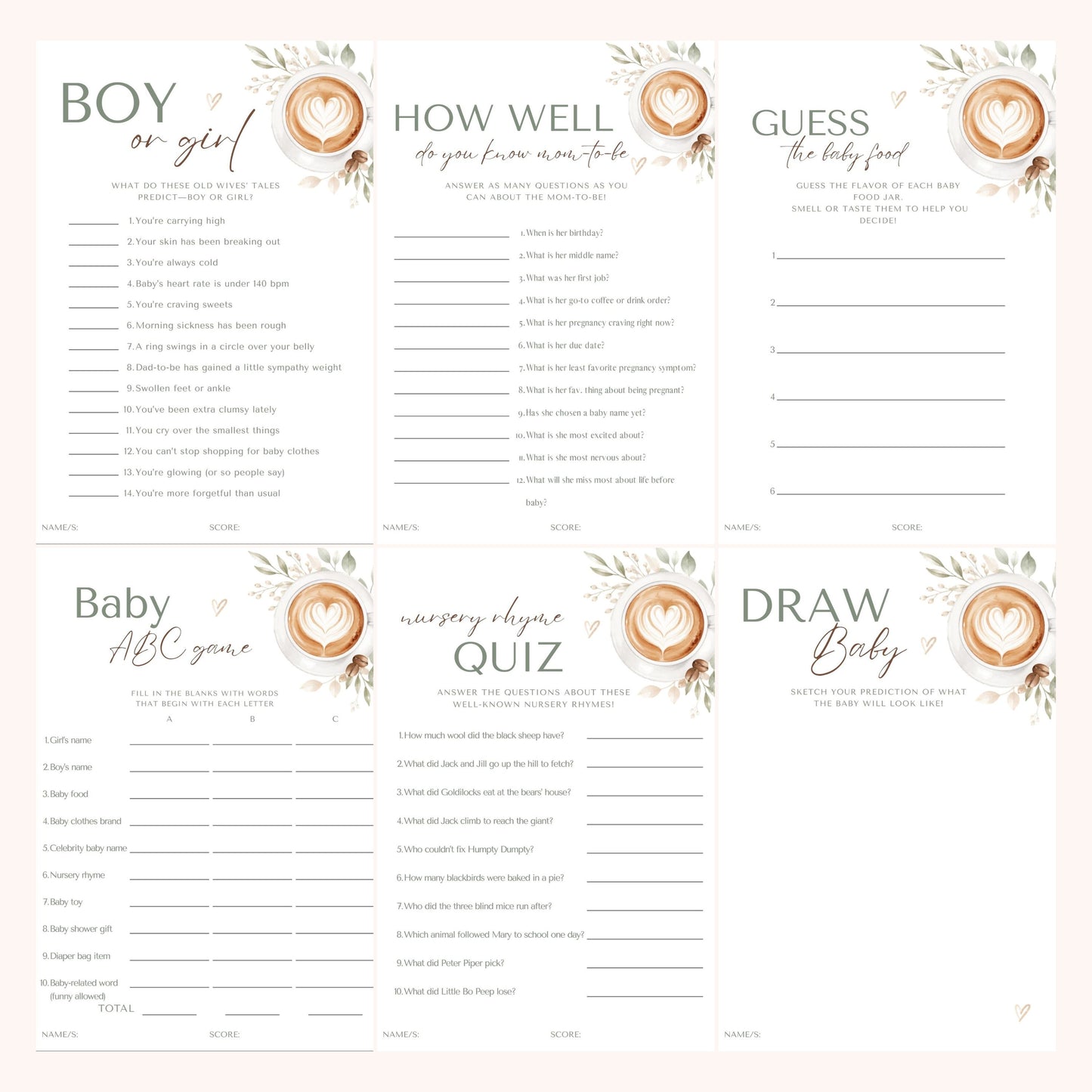 Baby Shower 30 GAMES Bundle - Baby is Brewing