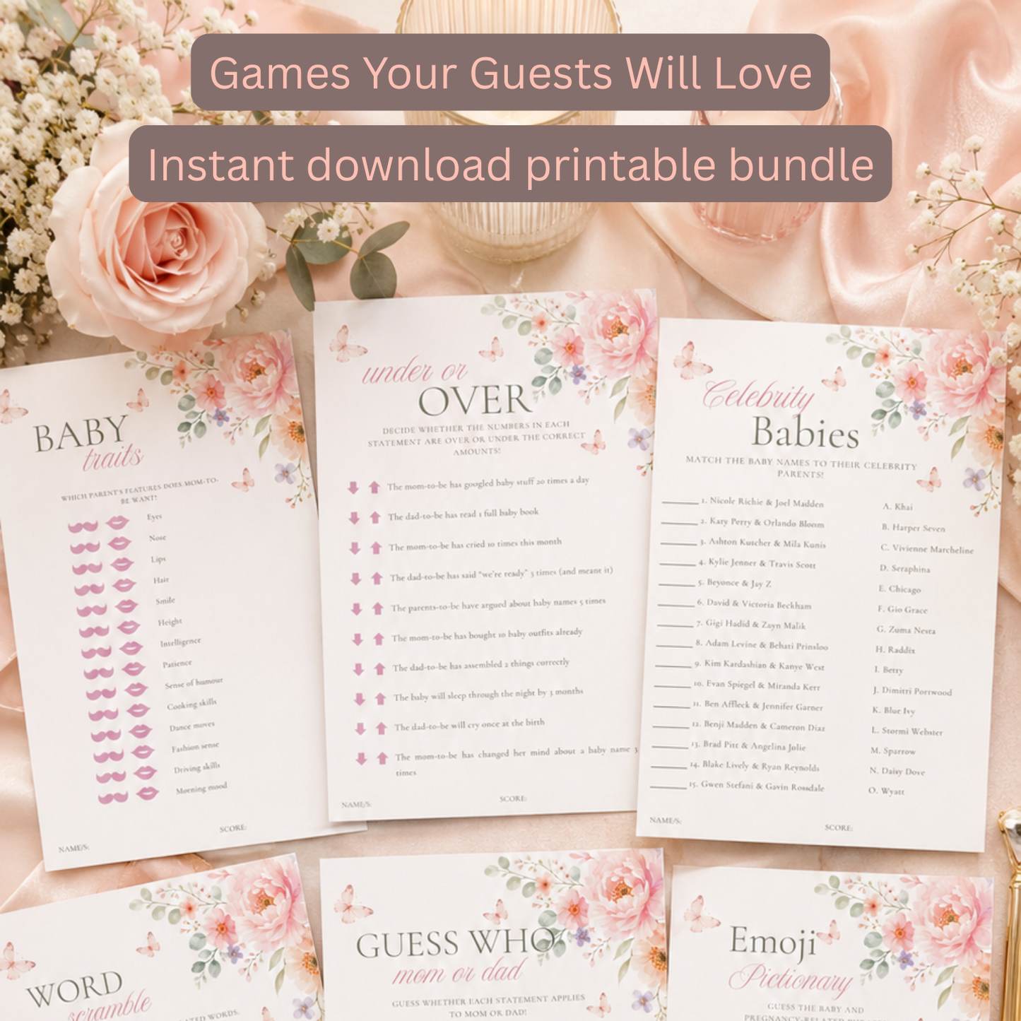 Baby in Bloom - 30 Baby Shower Games Bundle