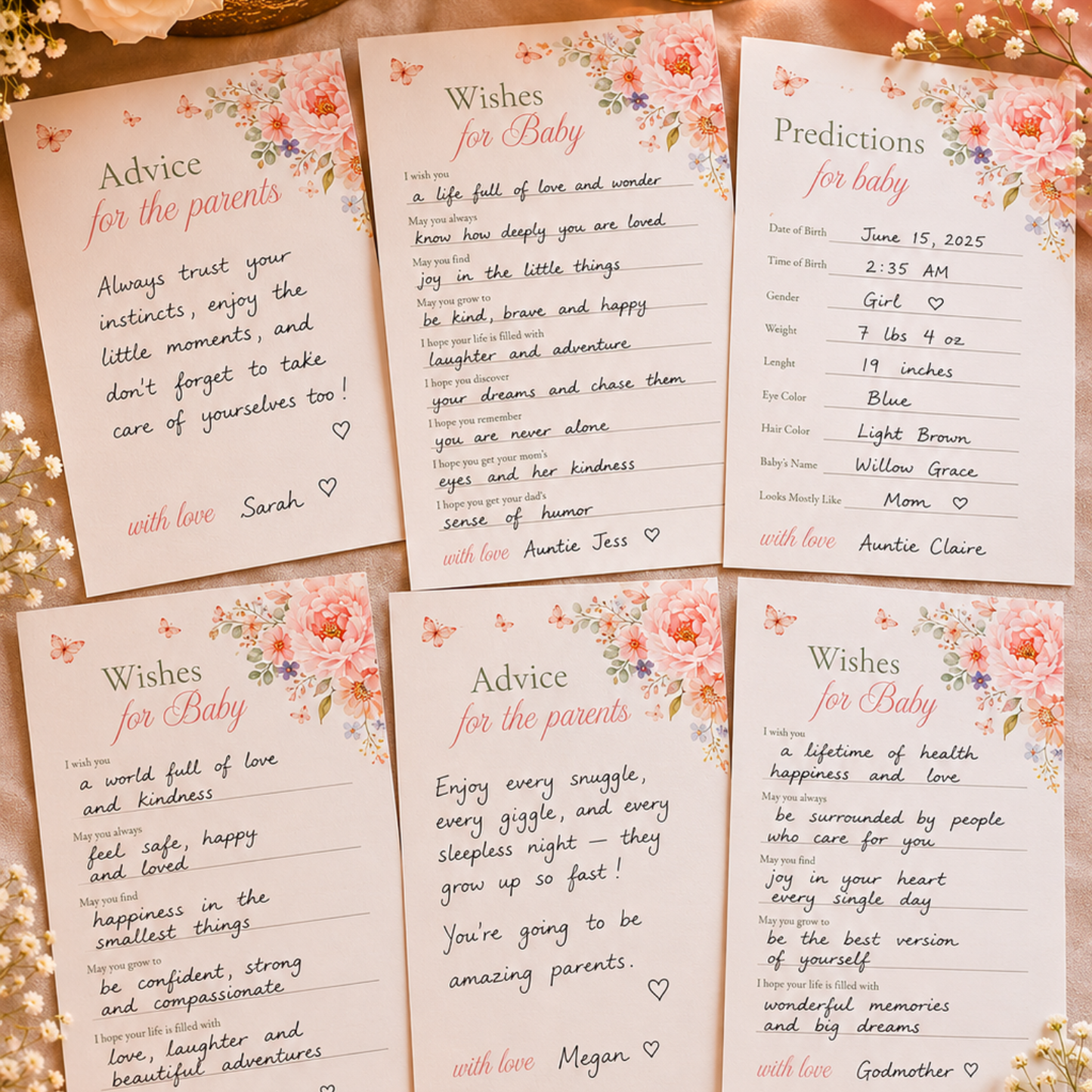 Baby in Bloom - Baby Shower Keepsake Cards Set