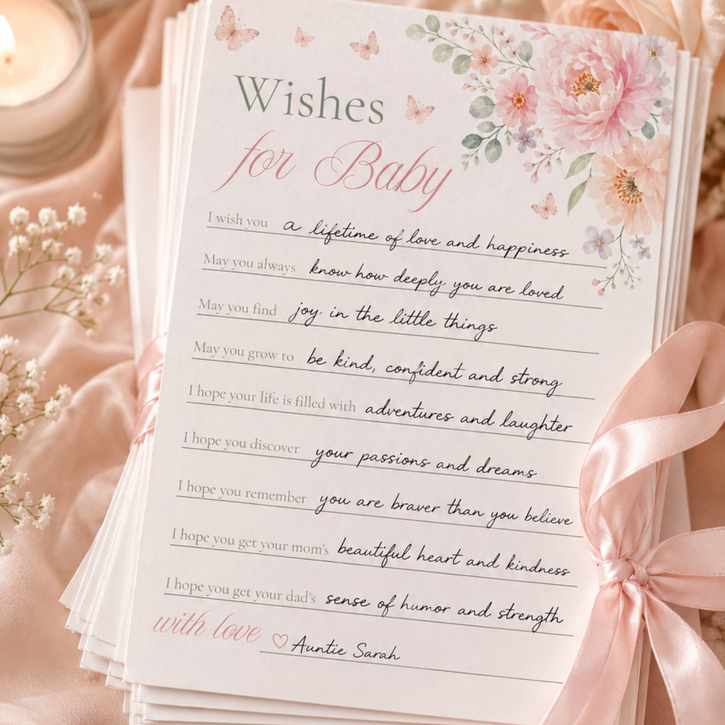 Baby in Bloom - Baby Shower Keepsake Cards Set